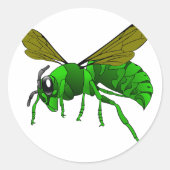 Sticker Rond Abeille de guêpe verte et citron vert (Devant)