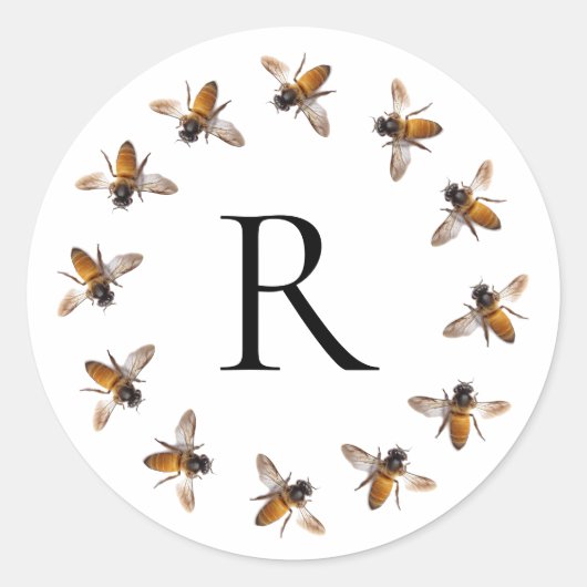 Sticker Rond Abeille de miel, abeille, abeille, insecte (Devant)