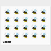Sticker Rond Abeille de miel volante mignonne (Feuille)