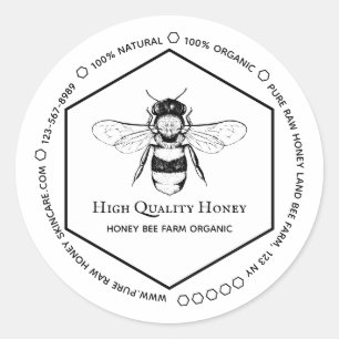 Sticker Rond Abeille en nid d'abeille Marque de soins de la p