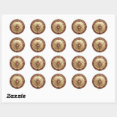 Sticker Rond Abeille en or et rubis (Feuille)