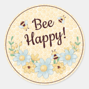 Sticker Rond Abeille Heureuse Bumblebee Mignonne