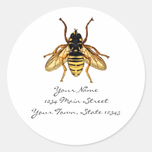Sticker Rond Abeille jaune et noire vintage