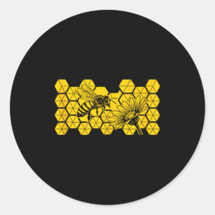 Sticker Rond Abeille miel fleur sauvage sauve abeille botanique