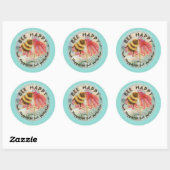 Sticker Rond Abeille mignonne (Feuille)