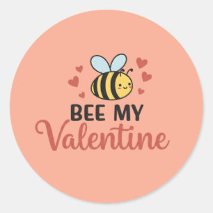 Sticker Rond Abeille mignonne Ma Valentine
