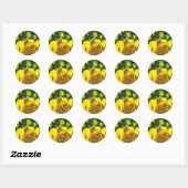 Sticker Rond abeille n fleur jaune (Feuille)