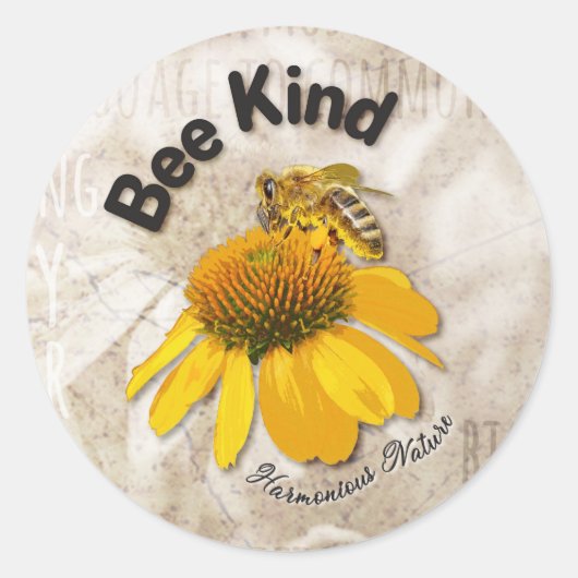 Sticker Rond Abeille - Nature Harmonieuse (Devant)