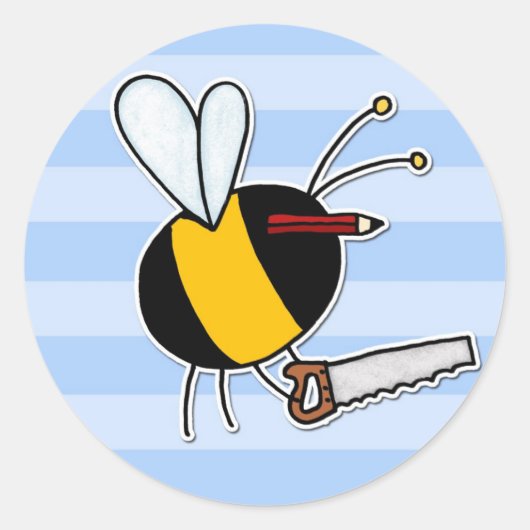 Sticker Rond abeille ouvrière - menuisier (Devant)