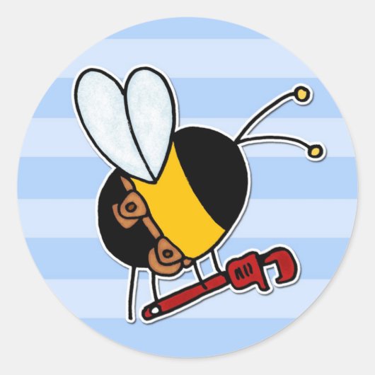 Sticker Rond abeille ouvrière - plombier (Devant)