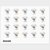 Sticker Rond Abeille sur pots de miel (Feuille)