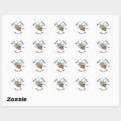 Sticker Rond Abeille sur pots de miel (Feuille)