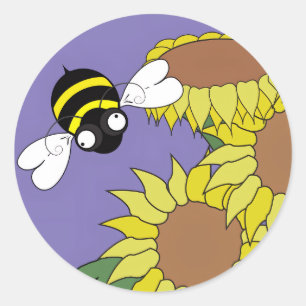 Sticker Rond Abeille Tournesol 