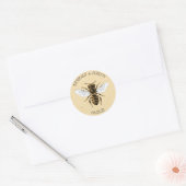 Sticker Rond Abeille Vintage avec Texte (Enveloppe)