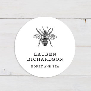 Sticker Rond Abeille vintage élégante