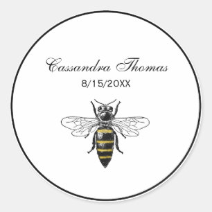 Sticker Rond Abeille Vintage Preppy Heraldic #2 Armoiries C