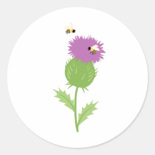 Sticker Rond Abeilles de chardon
