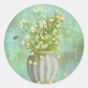 Sticker Rond Abeilles et Camomiles