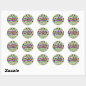 Sticker Rond Abeilles et fleurs (Feuille)