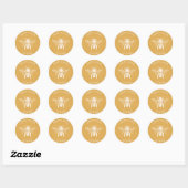 Sticker Rond Abeilles et Golden Honeycomb Mariage (Feuille)