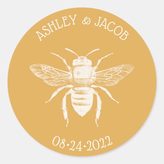 Sticker Rond Abeilles et Golden Honeycomb Mariage (Devant)