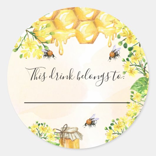 Sticker Rond Abeilles mariages jaunes cette boisson appartient  (Devant)