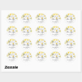 Sticker Rond Abeilles mignonnes Baby shower d'anniversaire Flor (Feuille)