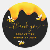 Sticker Rond Abeilles noires à miel douce shower de mariage (Devant)
