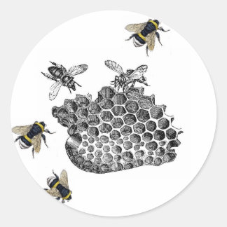 Sticker Rond Abeilles vintages