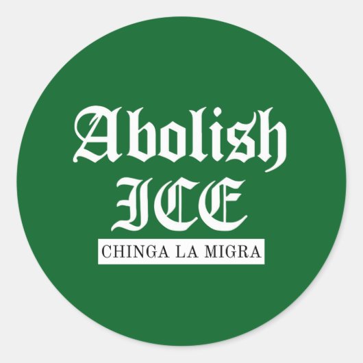 Sticker Rond Abolir ICE – Déclaration de protestation gothique (Devant)