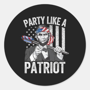 Sticker Rond Abraham Lincoln 4 juillet Chemise Hommes Américain