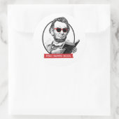Sticker Rond Abraham Lincoln Lit Les Livres Interdits (Sac)