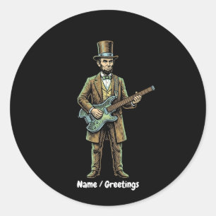 Sticker Rond Abraham Lincoln Tête de Guitarre sans Corps en Boi