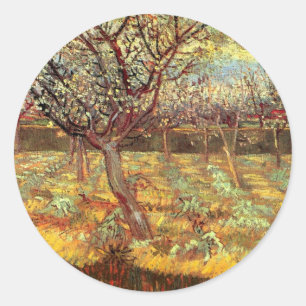 Sticker Rond Abricotiers en fleurs par Vincent van Gogh