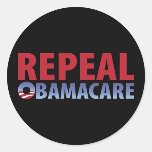 Sticker Rond Abrogation Obamacare (Devant)