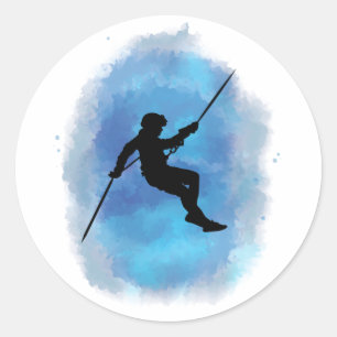 Sticker Rond Abseiling Watercolor Rappelling Mountain Climat