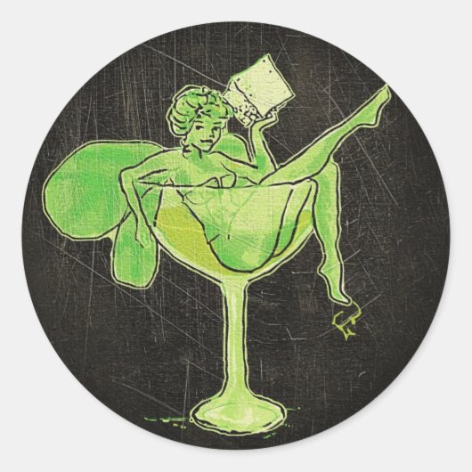 Sticker Rond Absinthe Girl In Glass (pas de texte) (Devant)