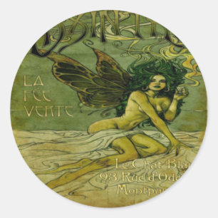 Sticker Rond Absinthe Vintage Green Fairy
