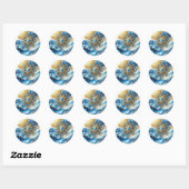 Sticker Rond Abstract Blue Gold Contemporary Star Of David  (Feuille)