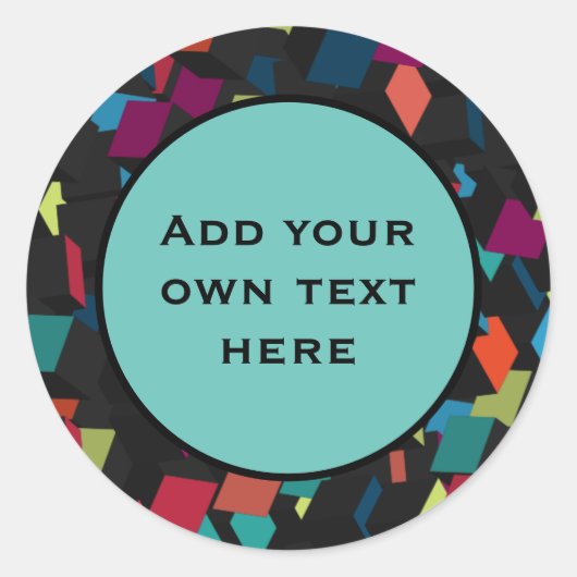 Sticker Rond Abstract Geometric Cube Pattern Custom Text (Devant)