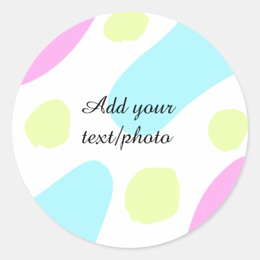 Sticker Rond Abstract geometric shapes pastel add name photo ba (Devant)