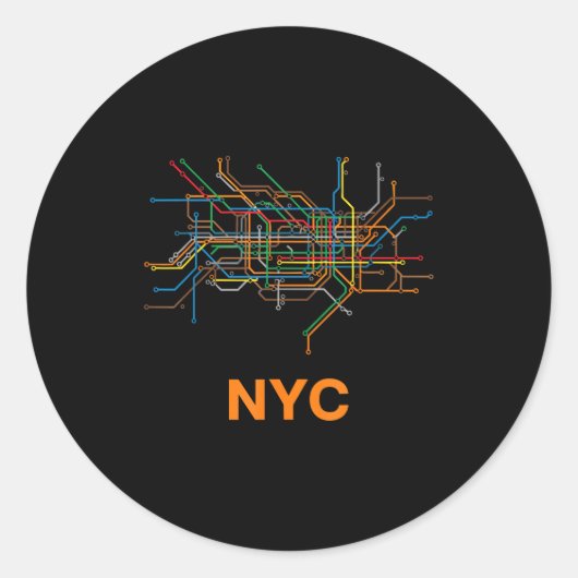 Sticker Rond Abstract Nyc Subway Lines Minimalist New York Desi (Devant)