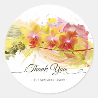 Sticker Rond Abstract Orchids