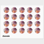 Sticker Rond Abstract Purple Orange Gold Marble Alcohol Ink  (Feuille)