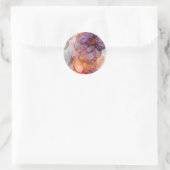 Sticker Rond Abstract Purple Orange Gold Marble Alcohol Ink  (Sac)