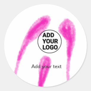 Sticker Rond Abstrait aquarelle rose simple ajoutez votre texte