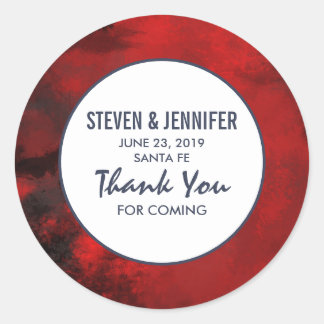 Sticker Rond Abstrait artistique moderne noir et rouge Mariage