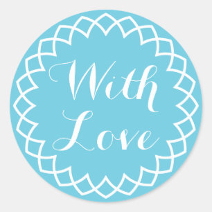 Sticker Rond Abstrait Avec Amour Blanc Et Bleu Cercle Turquoise