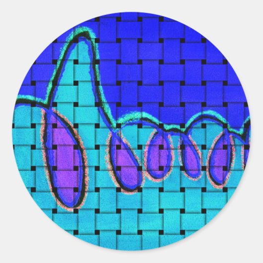 Sticker Rond Abstrait bleu français avec texture tissée (Devant)