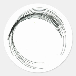 Sticker Rond abstrait cercle ronde géométrique noir blanc manme